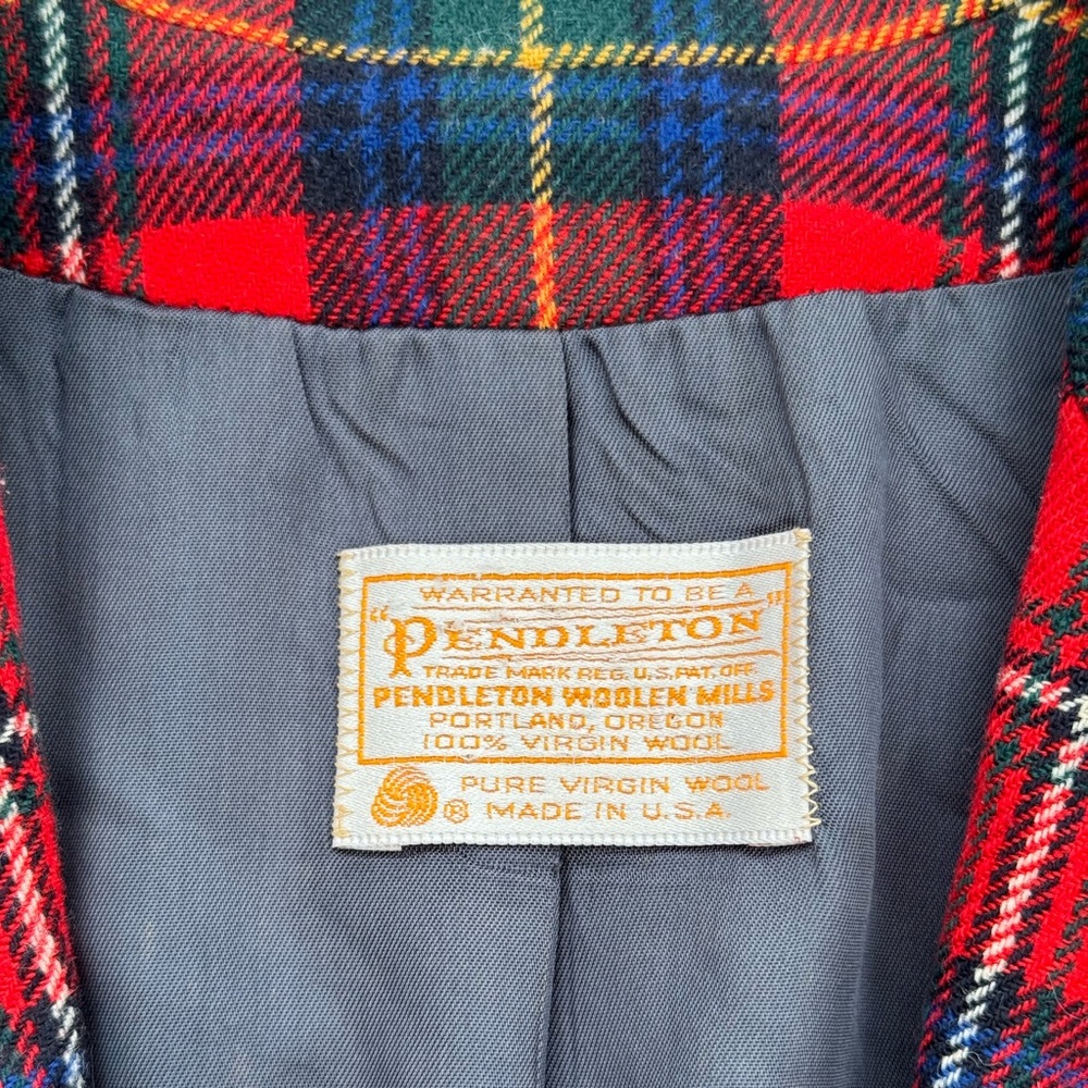 Women’s Pendleton Red Plaid Single Button Blazer … - image 8